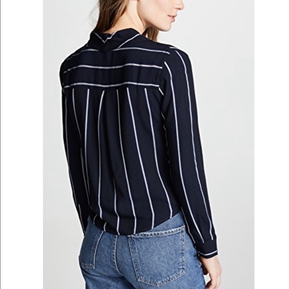 Rails Ava navy front tie blouse top - Picture 3 of 8